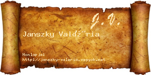 Janszky Valéria névjegykártya